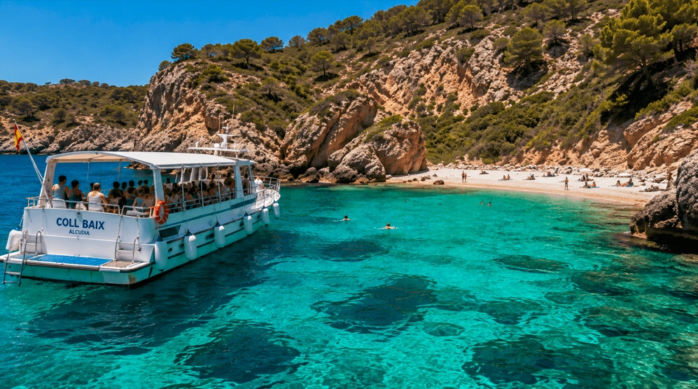 Coll Baix boat trip in Alcudia arriving at Mallorca's hidden beach